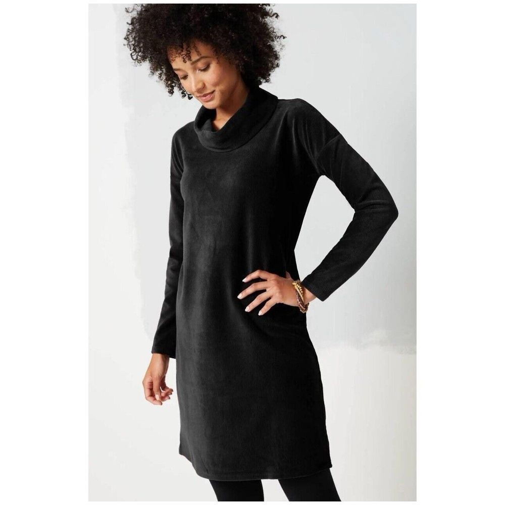 J Jill Black Long Sleeve Cowl Neck Sweater Sz L P Corduroy Long Sleeve Black $99